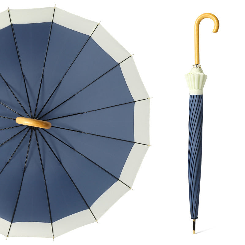 Harmony 16 Bone Elegant Umbrella with Wooden Curved Handle –