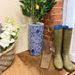 White With Blue Floral Print Umbrella Stand
